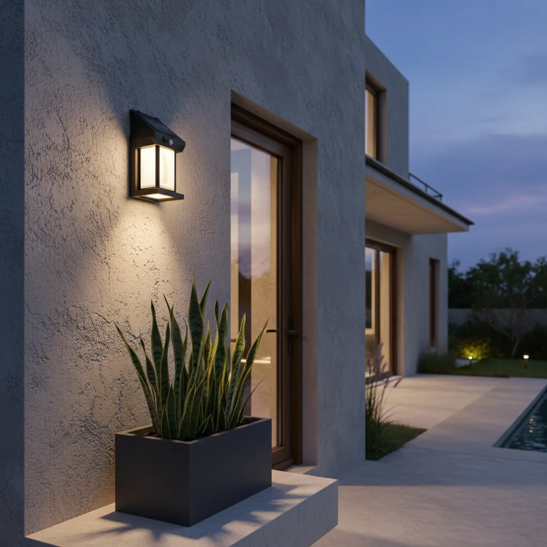 Farol Solar De Pared Con Sensor Movimiento Luz Cálida Jardín 2