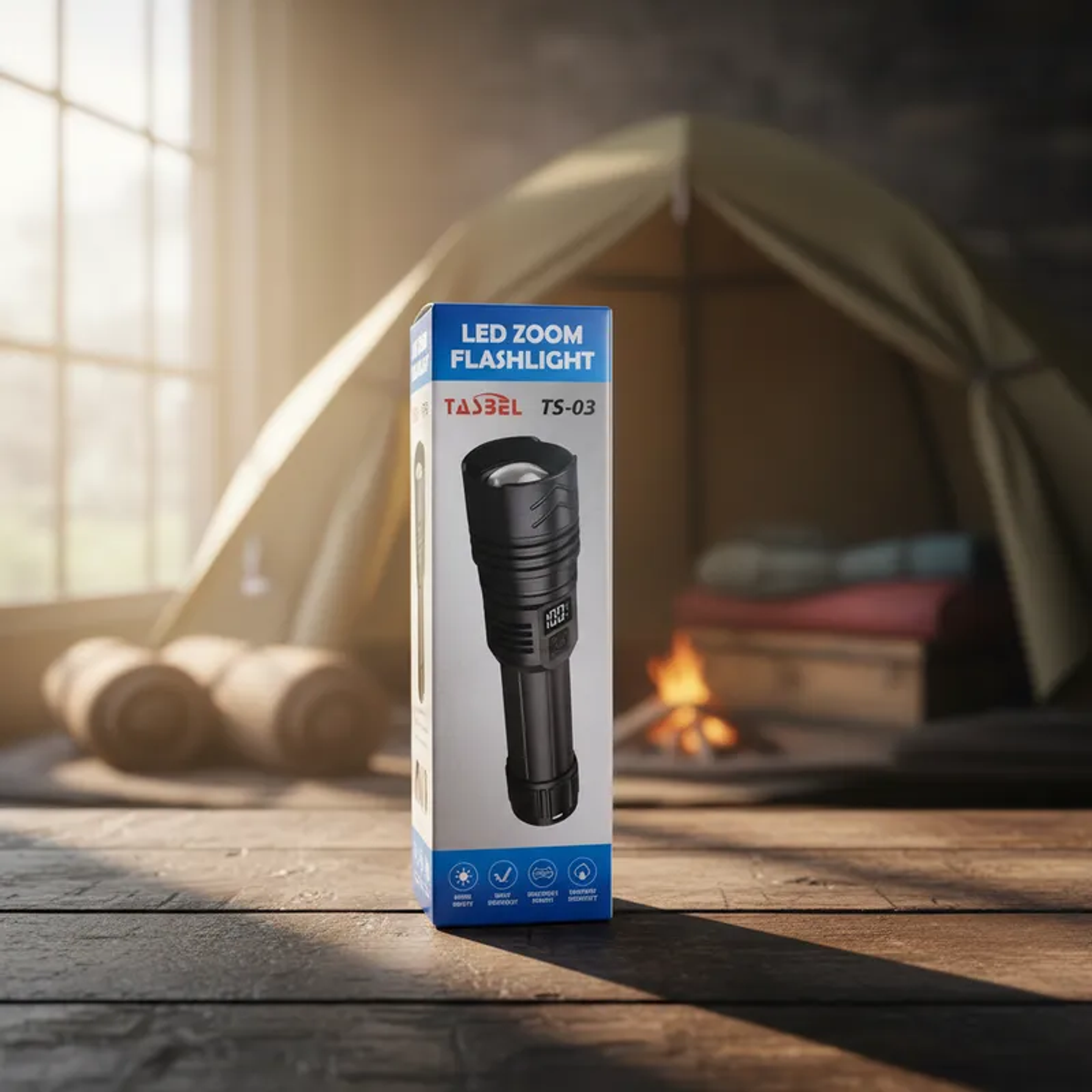 Linterna Tactica Led Recargable USB Con Zoom 16CM TASBEL  2