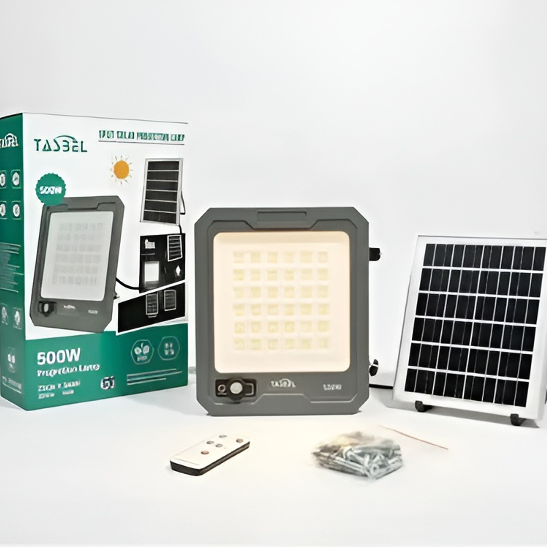  Foco Solar Tasbel 500W Led Exterior con panel y control 1