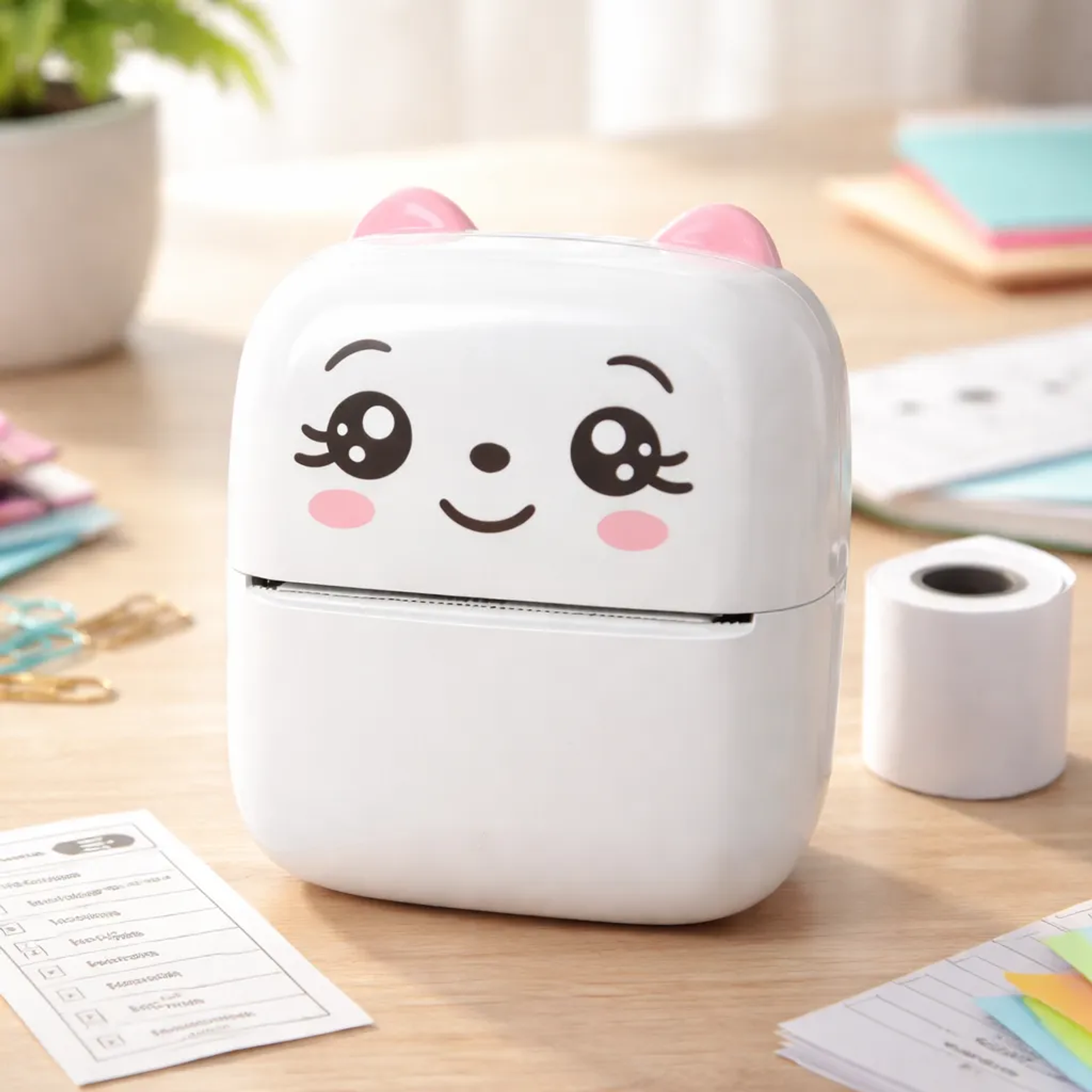 Mini Impresora Portátil Térmica Blanco y Negro BT Recargable 4