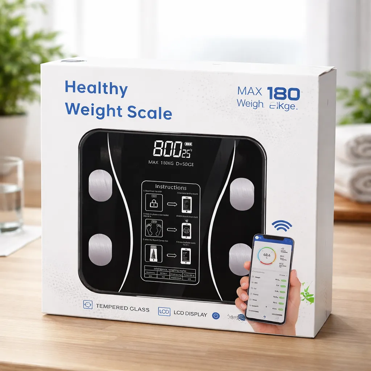 Pesa De Baño Digital Inteligente Bluetooth Max 180 Kg 1