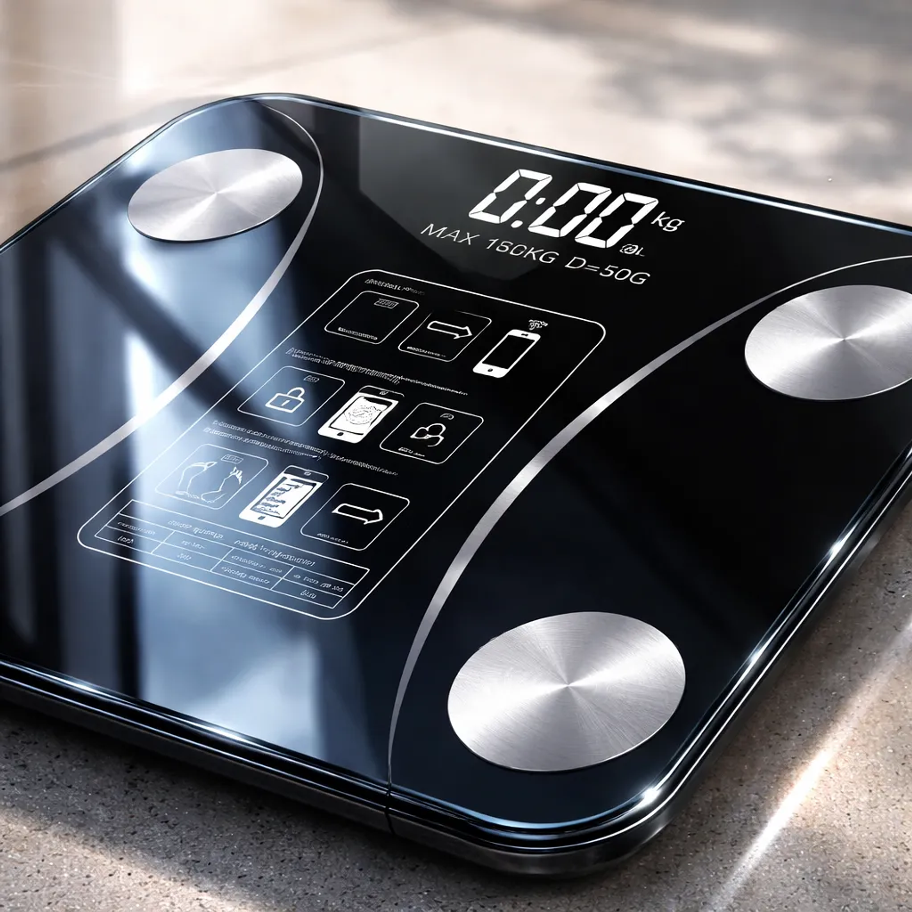 Pesa De Baño Digital Inteligente Bluetooth Max 180 Kg 2