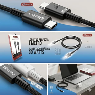 Cable USB Tipo C de Carga Súper Rápida Solma 80W (1 Metro)