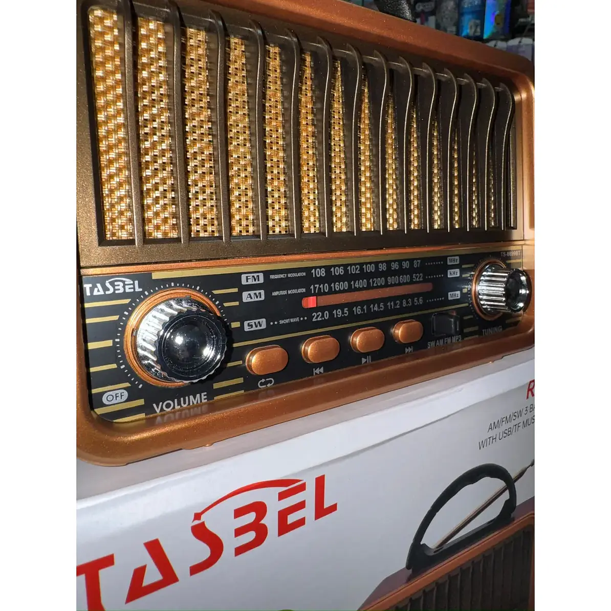 Radio Portatil Mini Retro Vintage Am/SW/FM Bluetooth Tasbel 8