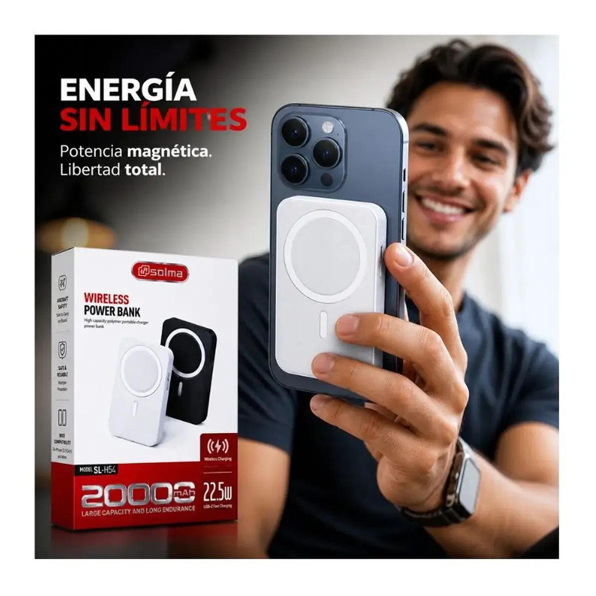 Power Bank Inalambrico Solma 20000mah Carga Rapida 22.5w 4