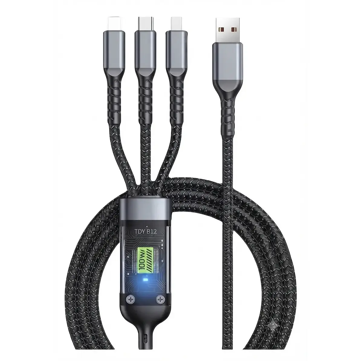  Cable De Carga 100w 3 En 1 Tipo C Lightning Micro Usb 2