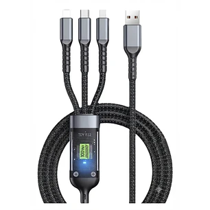  Cable De Carga 100w 3 En 1 Tipo C Lightning Micro Usb