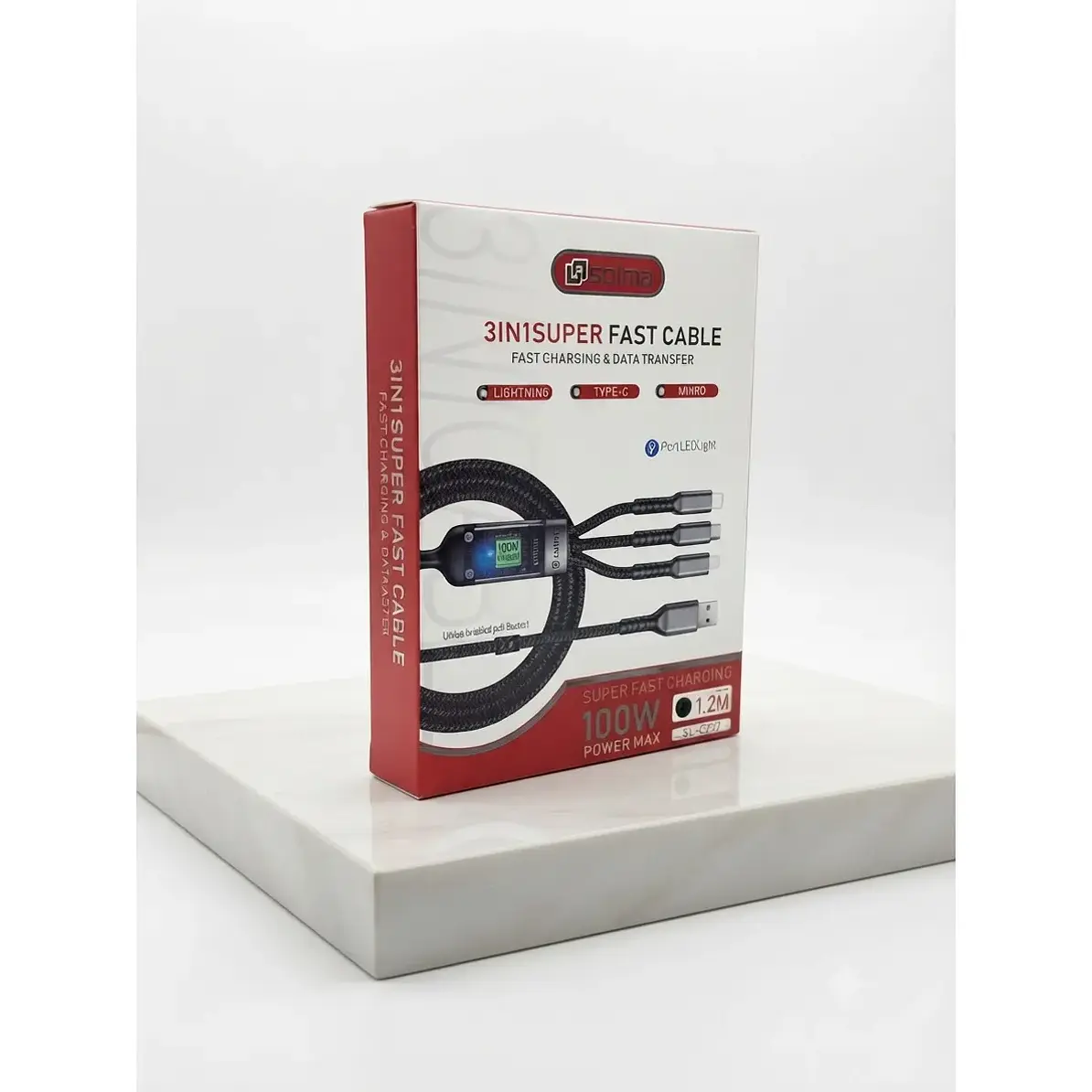  Cable De Carga 100w 3 En 1 Tipo C Lightning Micro Usb 1