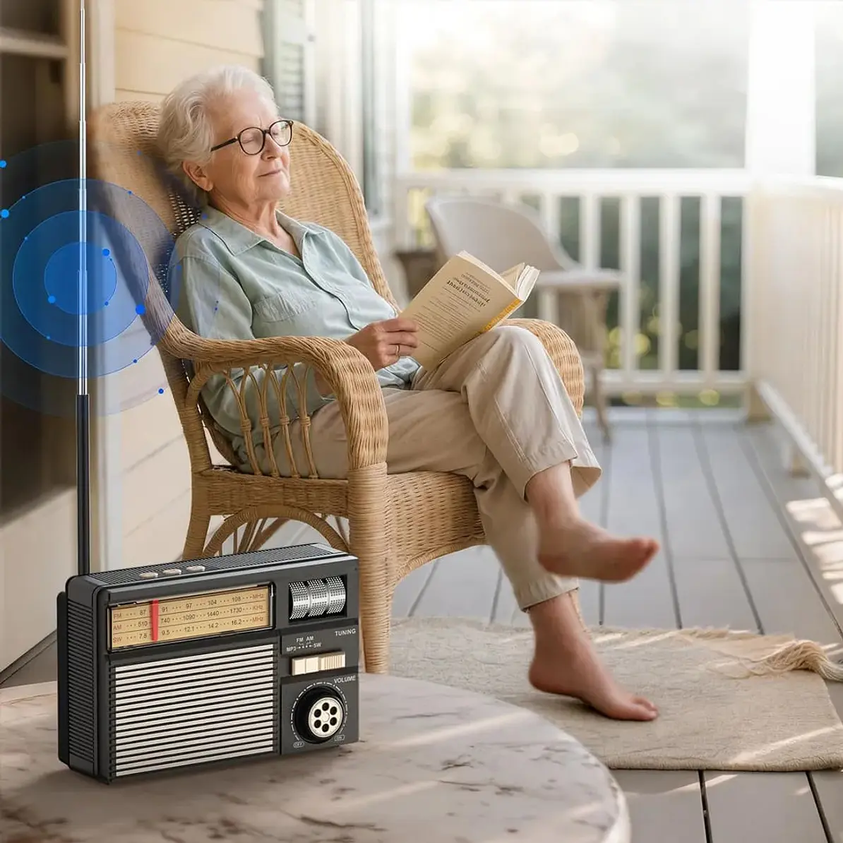 Radio Retro Solar Bluetooth AM/FM Modelo TS-969S Tasbel 8