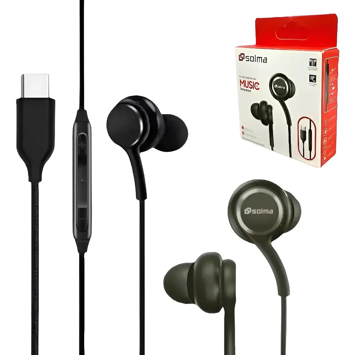 Audífonos In-Ear Solma Entrada Tipo C Con Goma Para Android 1
