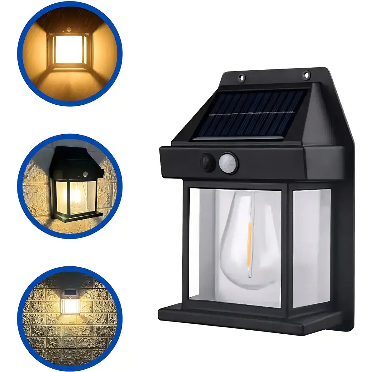 Farol Solar De Pared Con Sensor Movimiento Luz Cálida Jardín 1