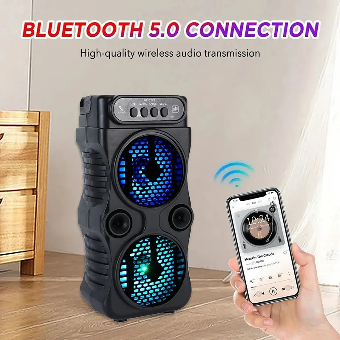 Parlante Bluetooth Portátil Karaoke Luces Led Usb Fm Tasbel 7