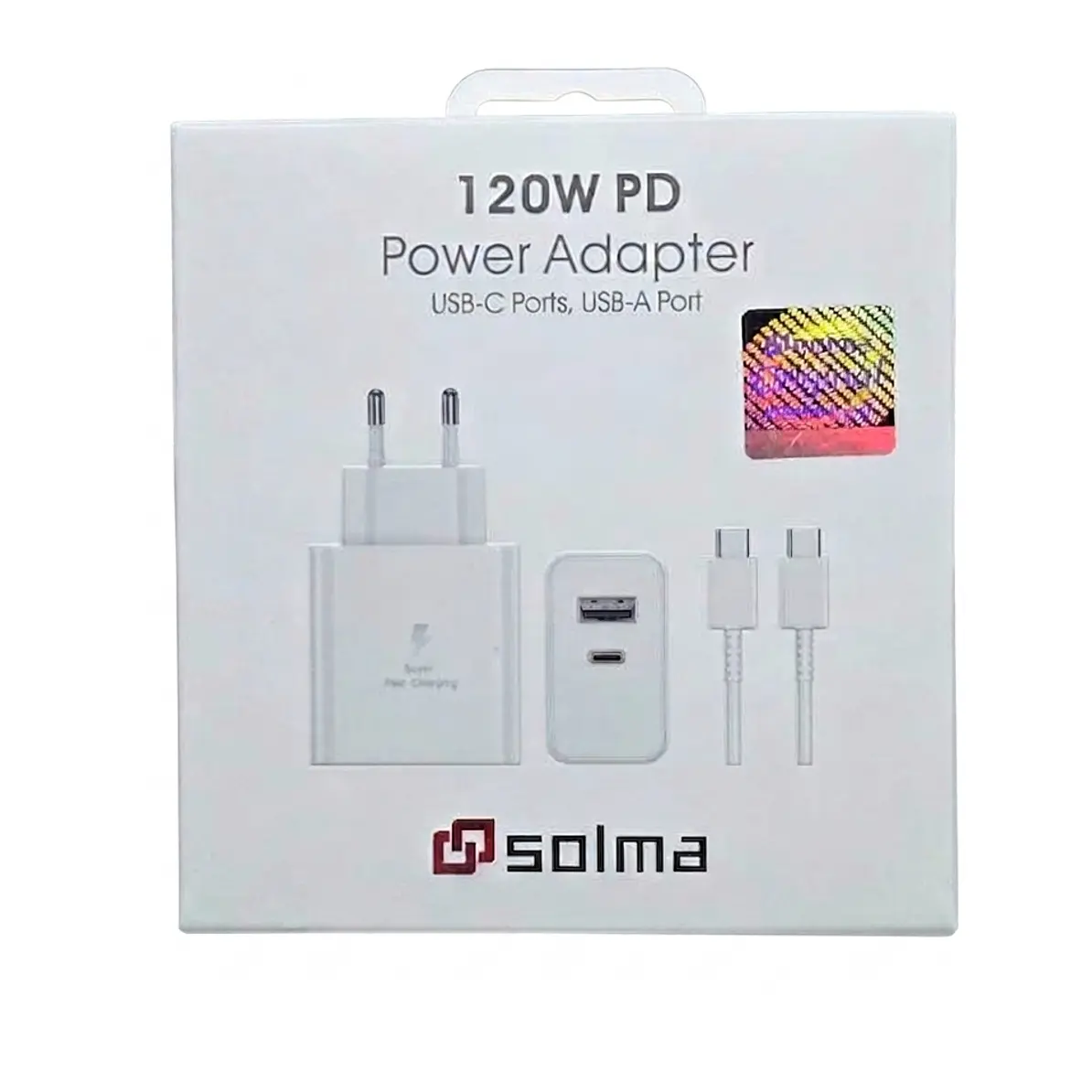 Cargador Solma 120w Carga Rapida Con Cable Tipo C Dual Port 6