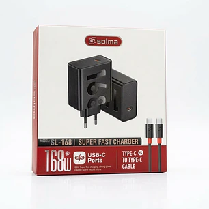 Cargador GaN Solma 168w Carga Rapida Con Cable Tipo C A C