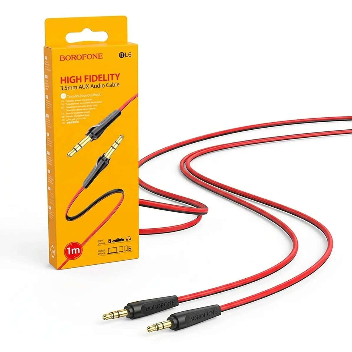Cable Aux 3.5mm Borofone Bl6 Para Auto Y Audífonos 1 Metro 1