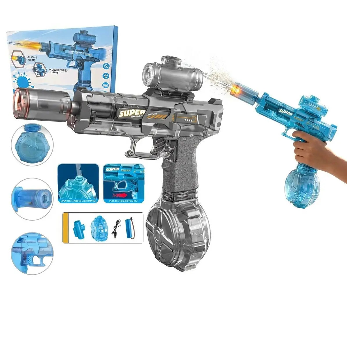 Pistola de Agua Eléctrica Recargable con Tanque de 320 ml 2