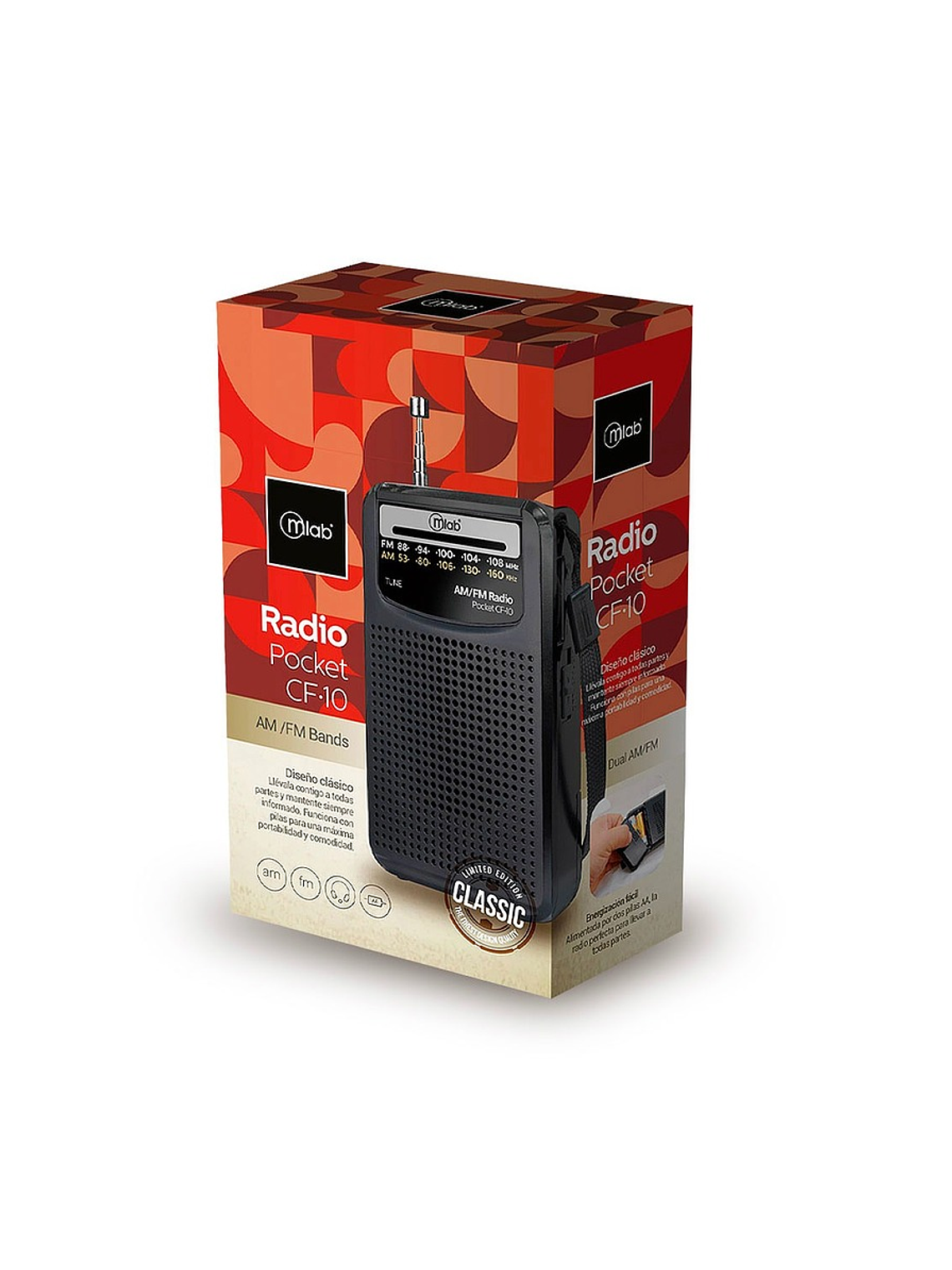 Radio Retro Portátil Pocket Cf-10 Fm/am Negro Mlab Black 1