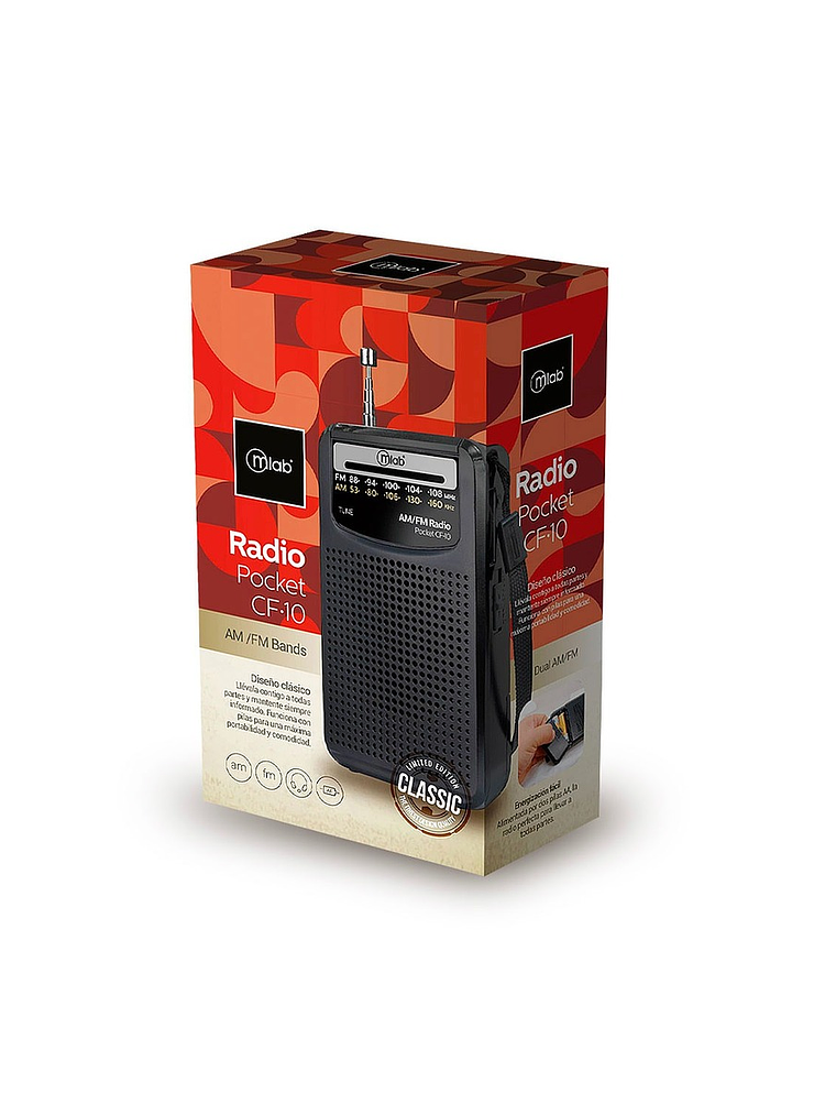 Radio Retro Portátil Pocket Cf-10 Fm/am Negro Mlab Black 1