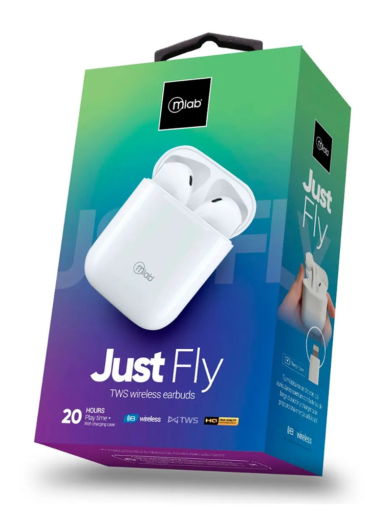 Audífonos TWS Just Fly Bluetooth White Mlab 1