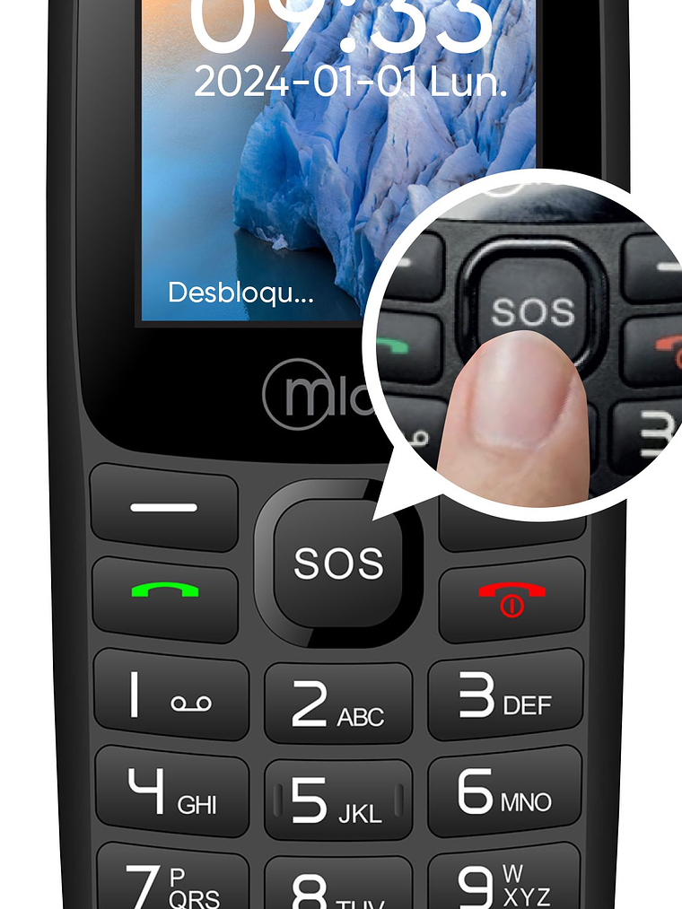 Teléfono Senior Bar 4G SOS, 2,4″ Black Mlab 3