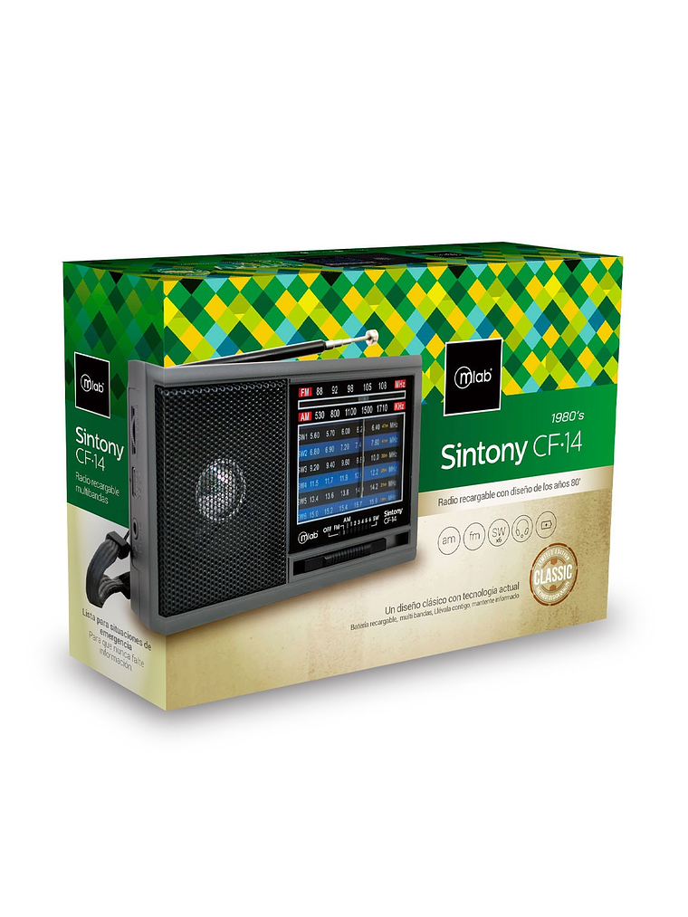 Radio Retro Multibanda Sintony Recargable Cf-14 Mlab - Gray 6