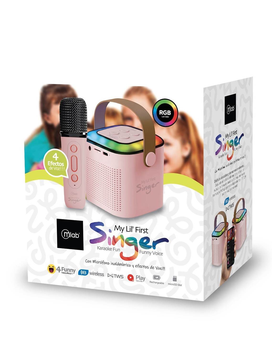 Parlante Portátil My Lil First Singer + 1 Microfono Mlab - Color Rosa 5