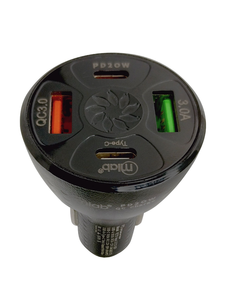 Cargador Para Auto 12V - 32V 4 Puertos USB 3.0 y PD Mlab 3