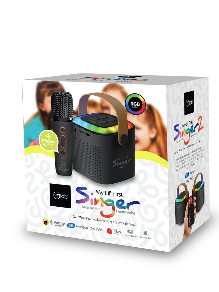Parlante Portátil My Lil First Singer + 1 Microfono Mlab - Color Negro 2