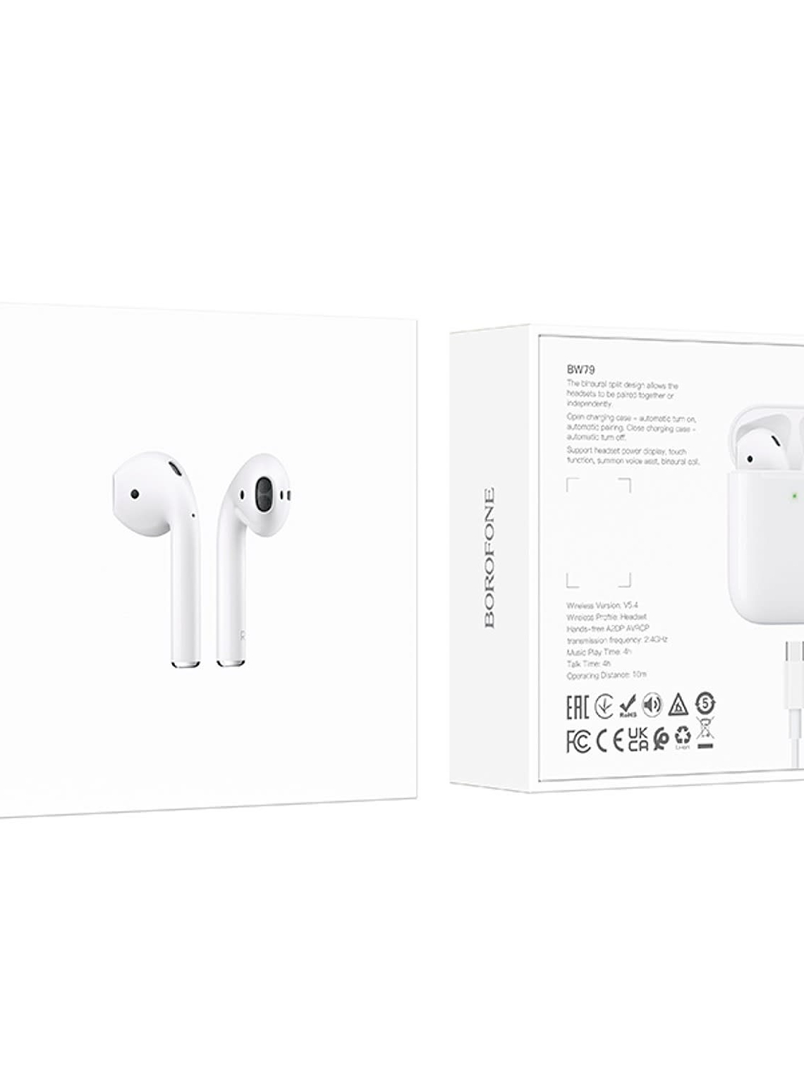 Audífono Bluetooth TWS BW79 Borofone - Color Blanco 4