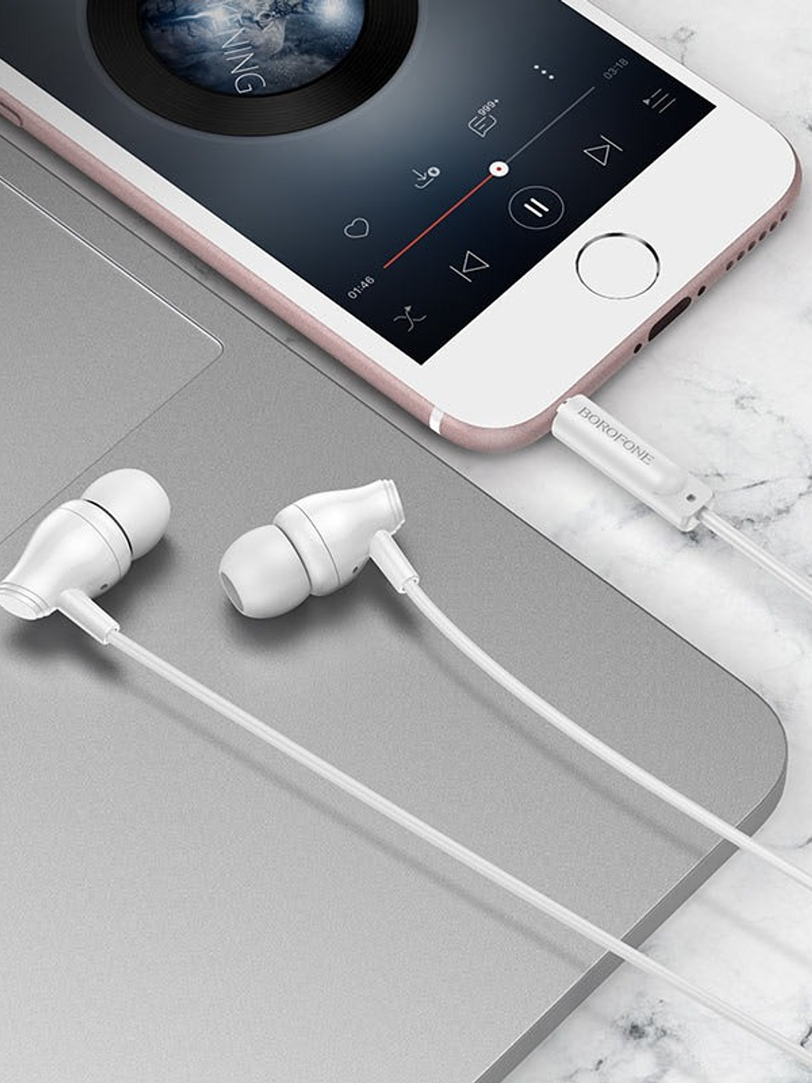 Audifonos In Ear Jack 3.5mm BM61 Borofone - Color Blanco 3