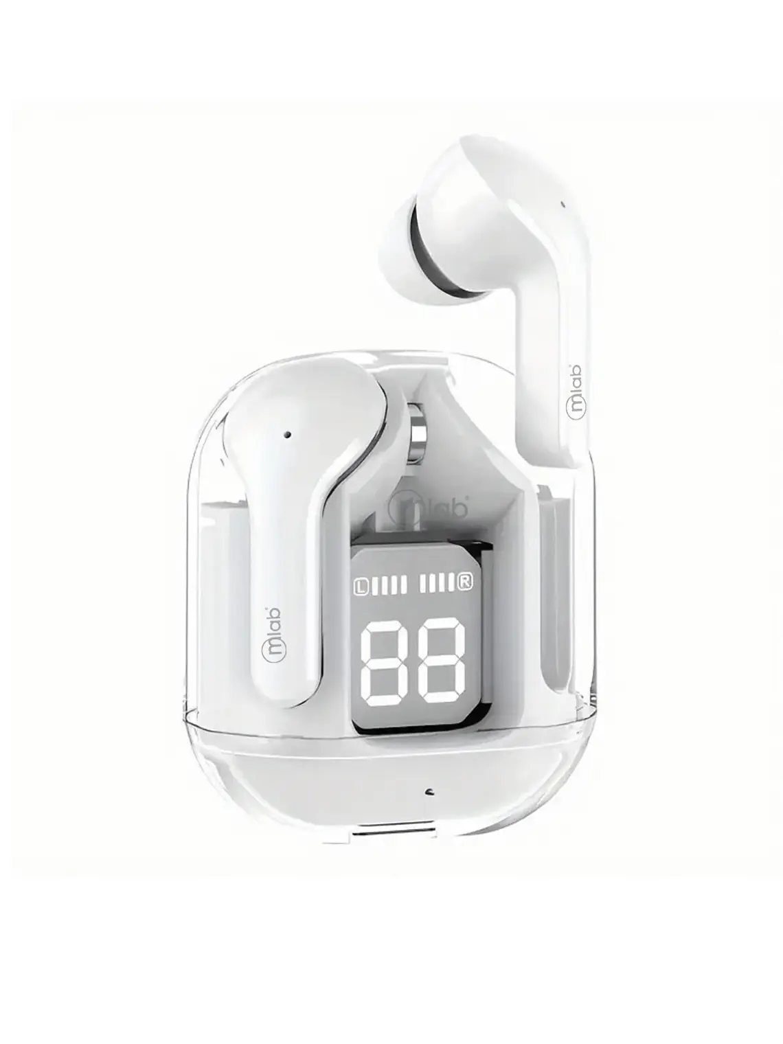 Audífonos Tws Glass Crystal + Silicon Case White Mlab 1