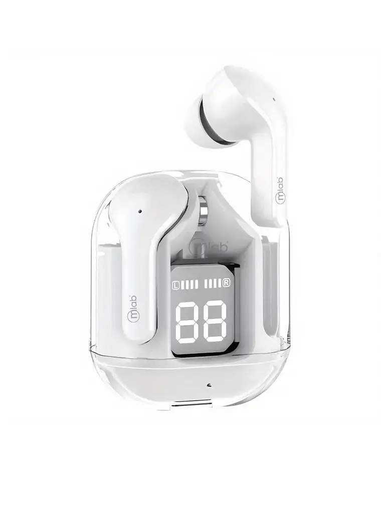 Audífonos Tws Glass Crystal + Silicon Case White Mlab 1