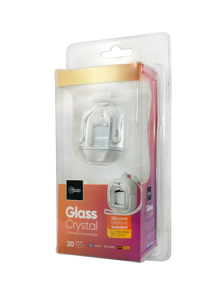 Audífonos Tws Glass Crystal + Silicon Case White Mlab 2