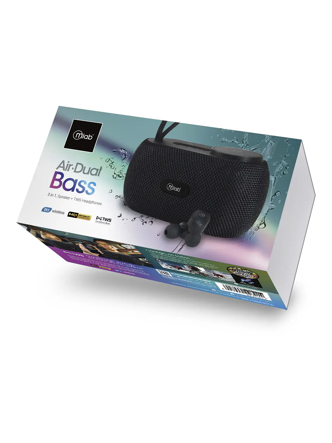 Parlante Air-Dual Bass TWS Speaker + Audífonos Mlab 4