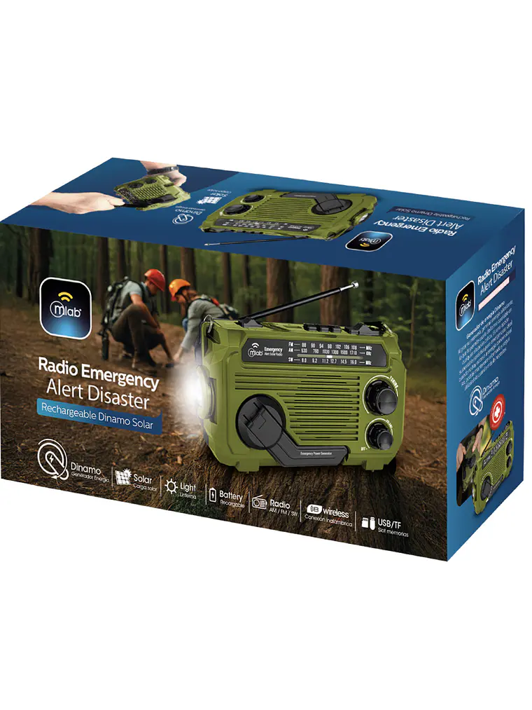  Radio Emergency Alert Recargable Solar Verde Mlab 3
