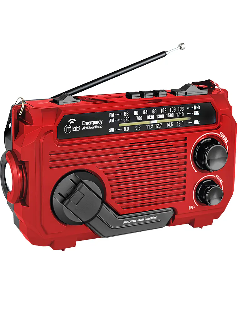  Radio Emergency Alert Recargable Solar Rojo Mlab 1