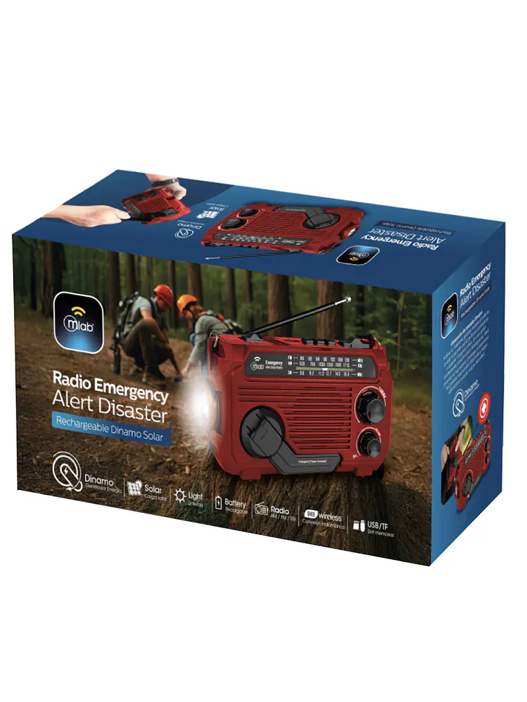  Radio Emergency Alert Recargable Solar Rojo Mlab 3