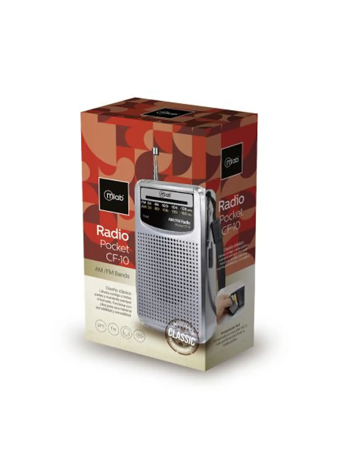 Radio Retro Portátil Pocket Cf-10 Fm/am Gris Mlab Silver 1