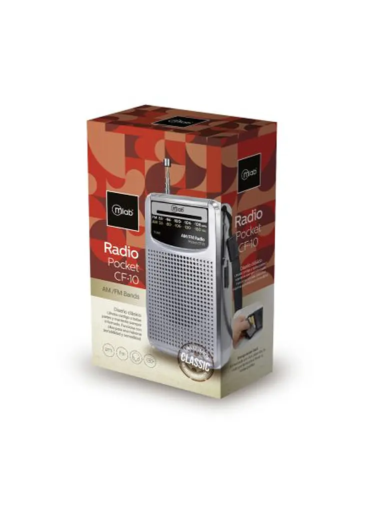 Radio Retro Portátil Pocket Cf-10 Fm/am Gris Mlab Silver 1