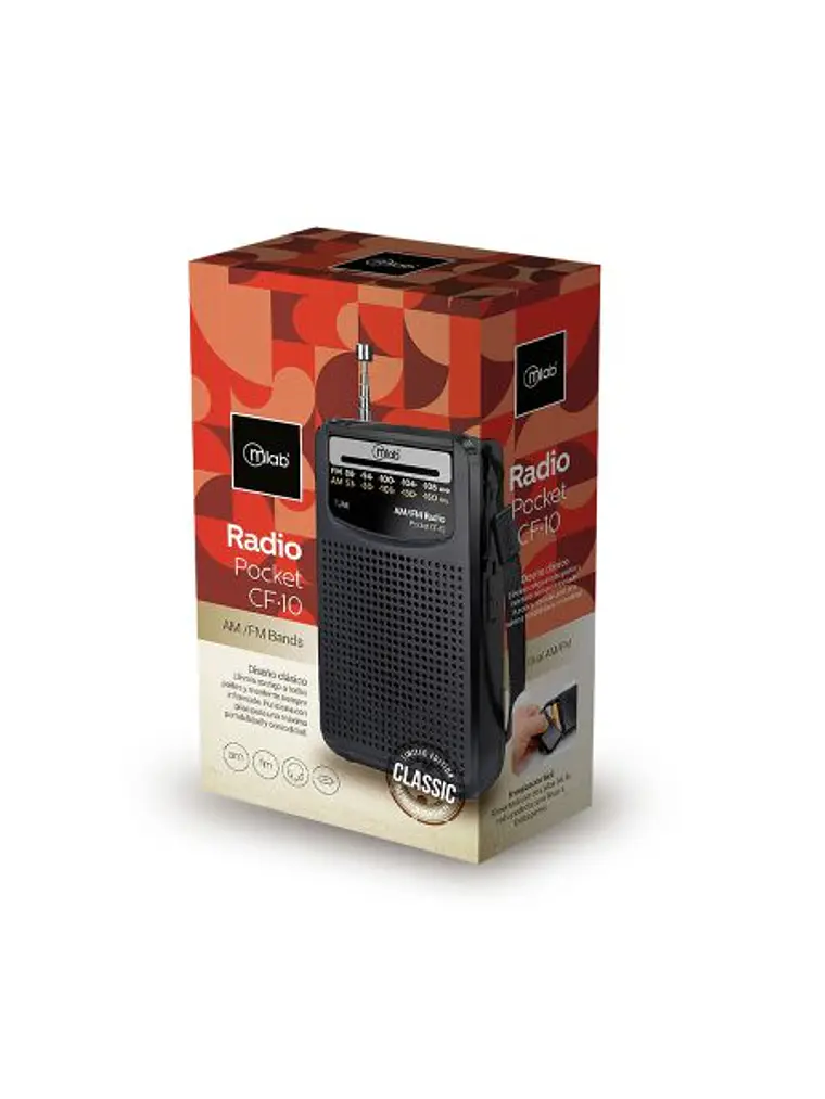 Radio Retro Portátil Pocket Cf-10 Fm/am Negro Mlab Black 1