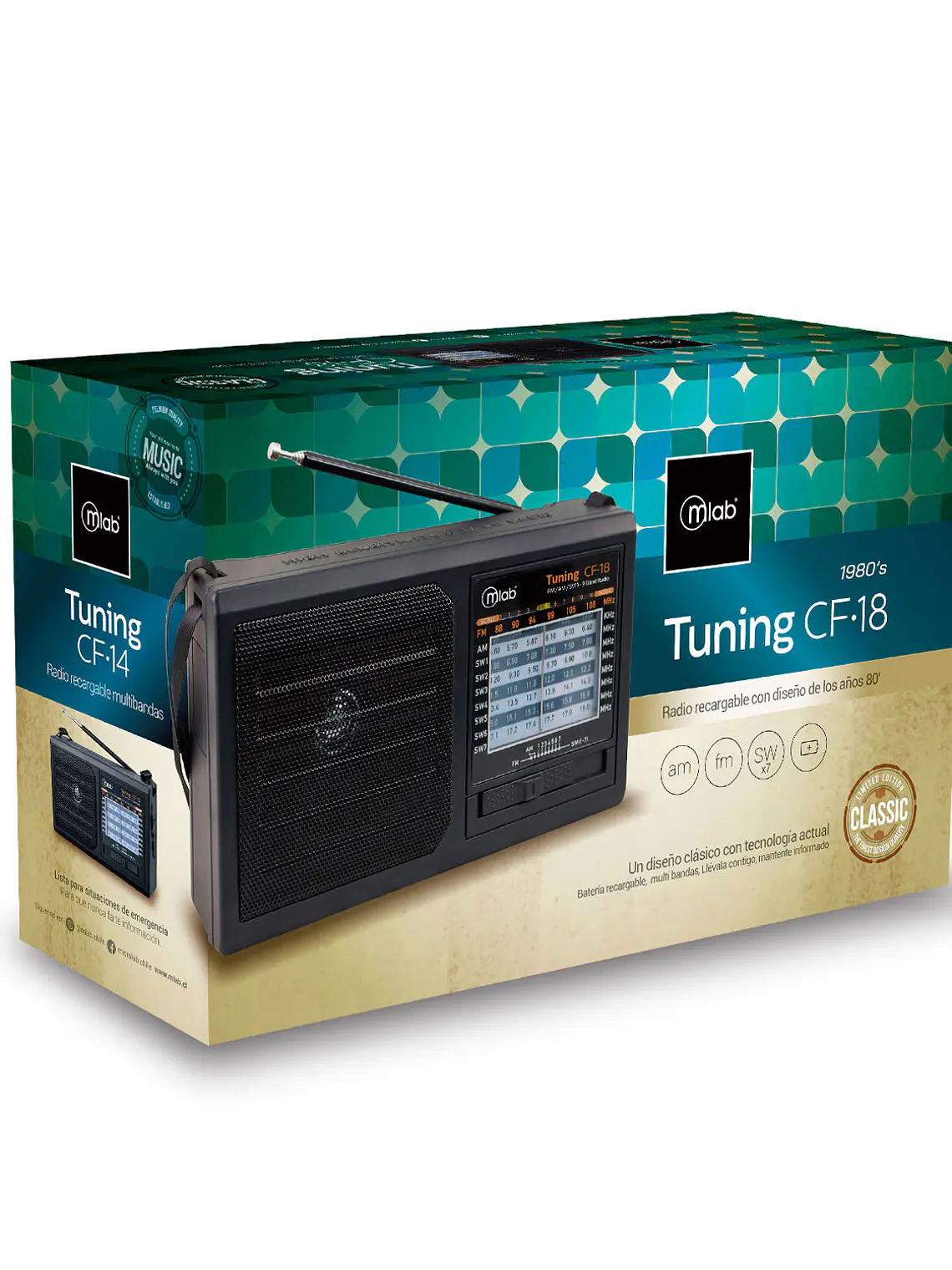 Radio Retro Portátil Tuning CF-18 1980´s Mlab 1