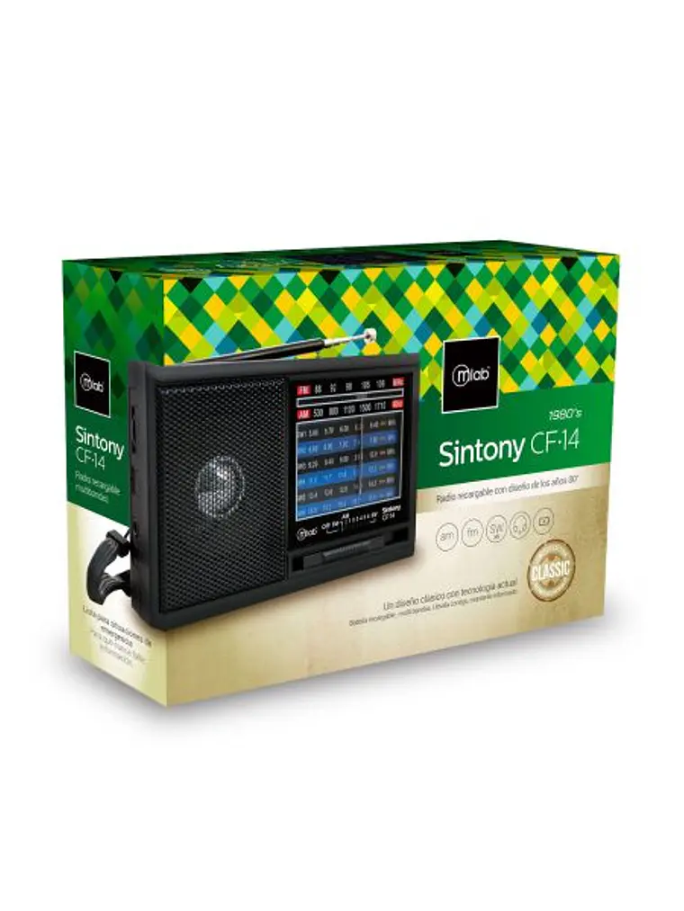 Radio Retro Multibanda Sintony Recargable Cf-14 Mlab Black 1