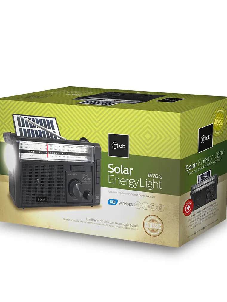 Radio Retro Portatil Solar EnergyLight 1970´s Mlab 1