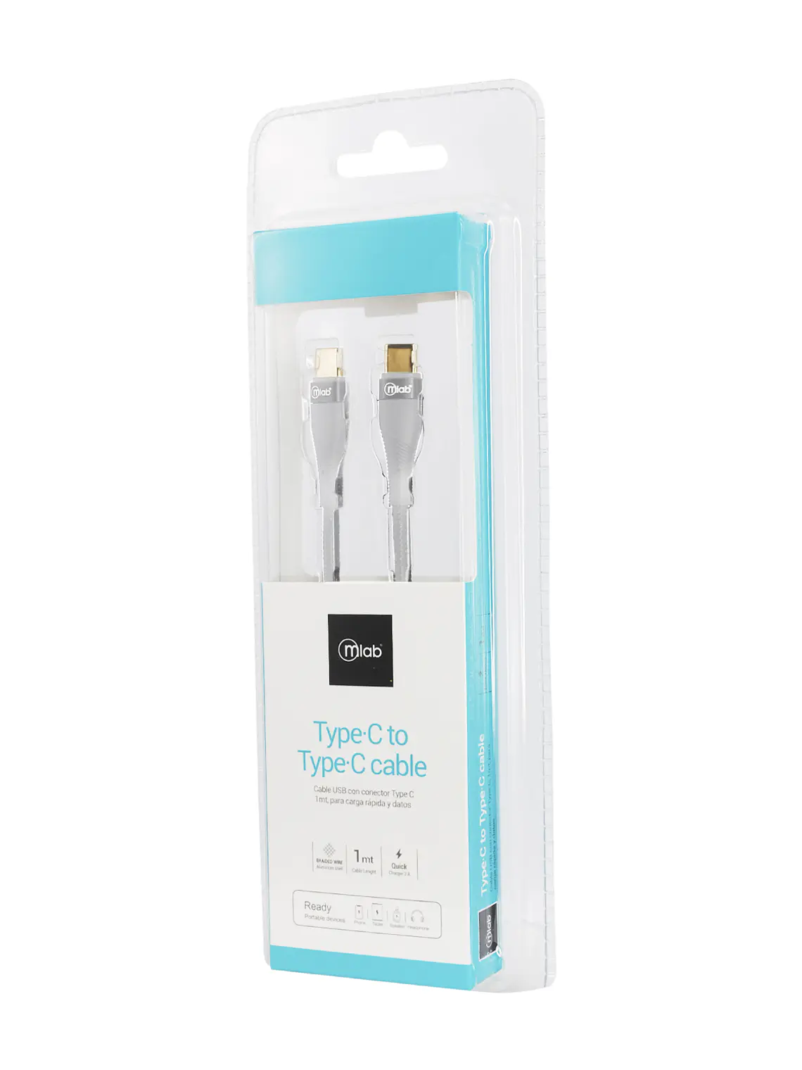 Cable Reforzado Tipo C a Tipo C Silver Mlab 2