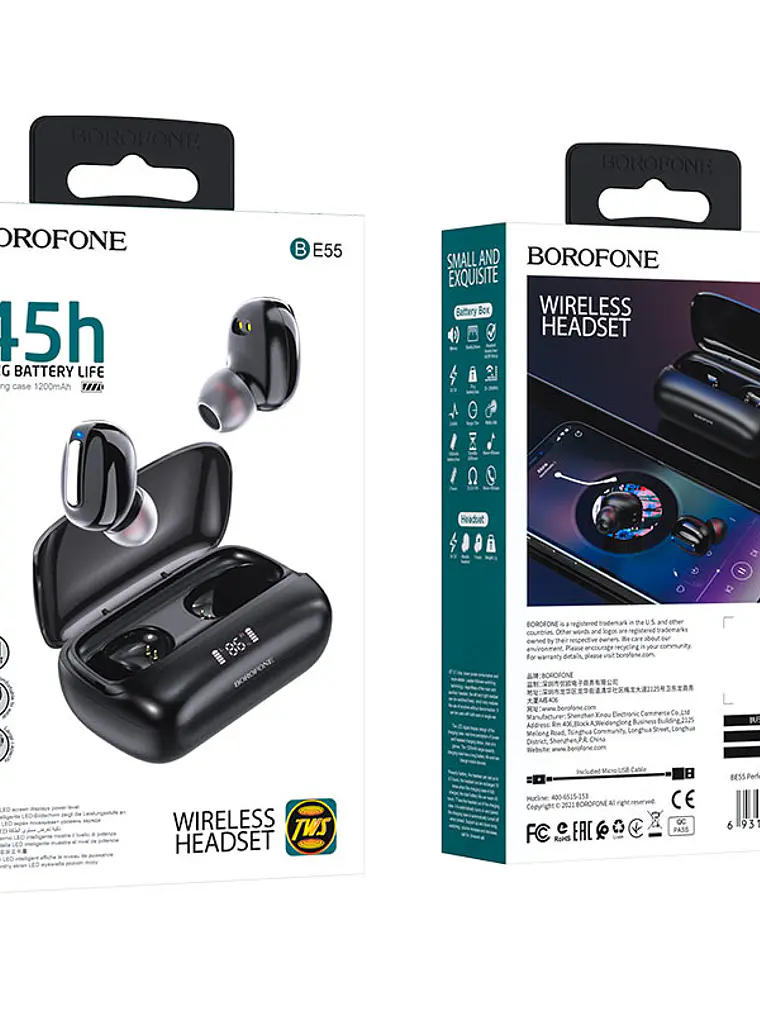 Audifonos Bluetooth Tws BE55 Borofone Color Negro 1