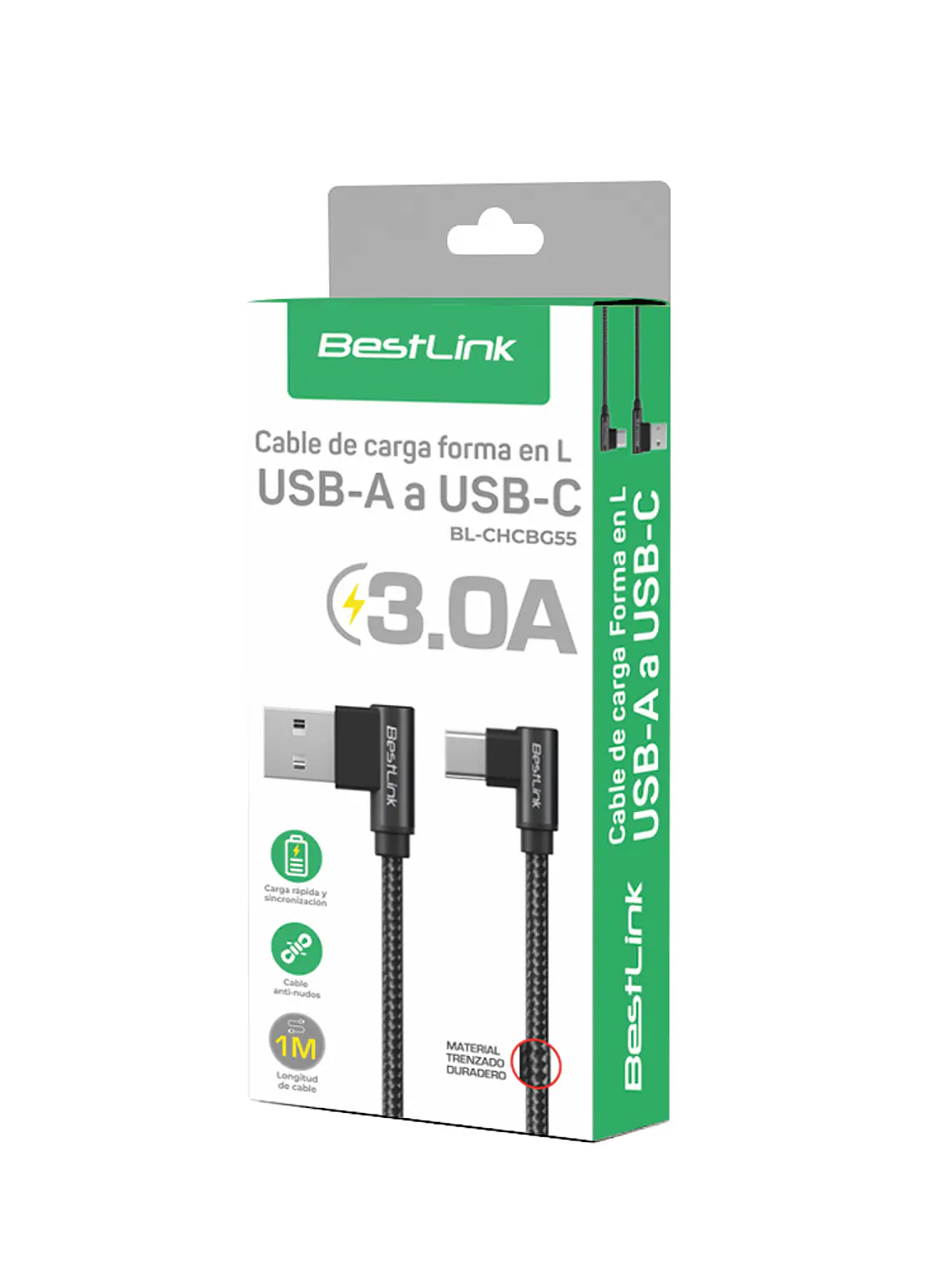 Cable de carga USB-A a Lightning 2,4A Trenzado BestLink 1