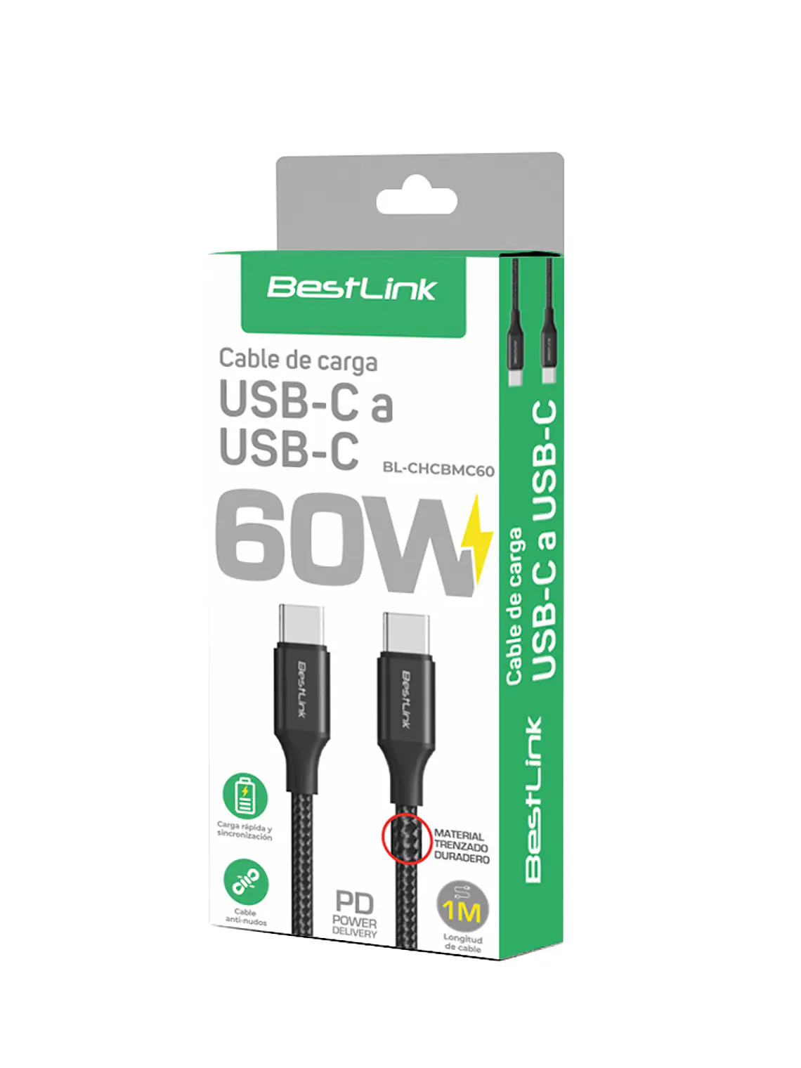 Cable de carga USB-C a USB-C 60W Trenzado BestLink 1