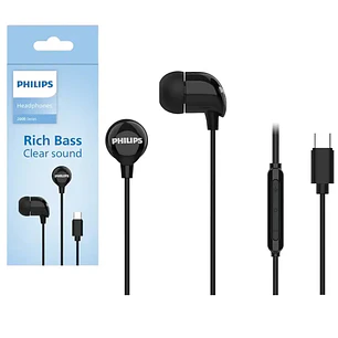 Audífonos Philips TAE2146 con Micrófono USB-C y Graves Potentes Negro