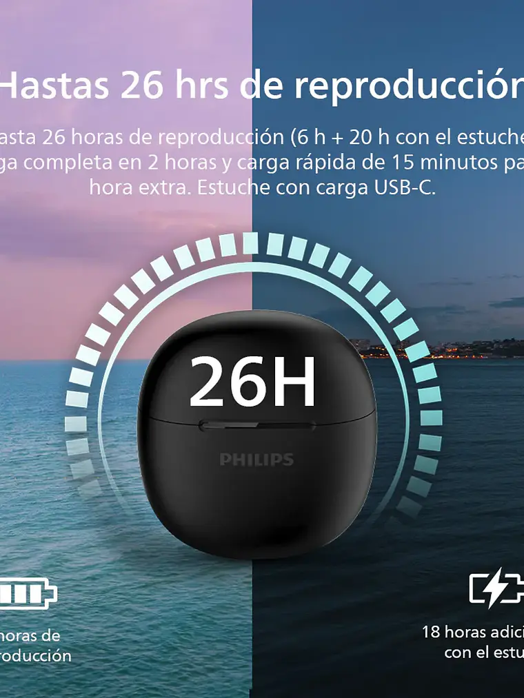 Audifonos Bluetooth Philips TAT1139 TWS Negro 2