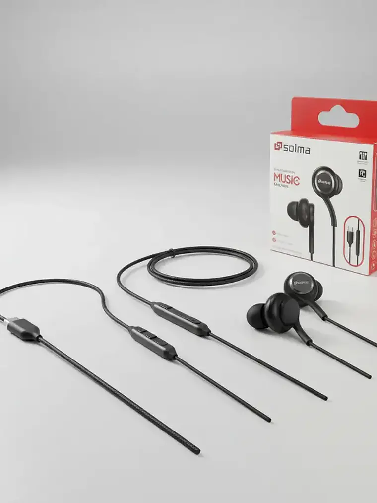 Audífonos Entrada Tipo C Universal Manos Libres Color Negro 2